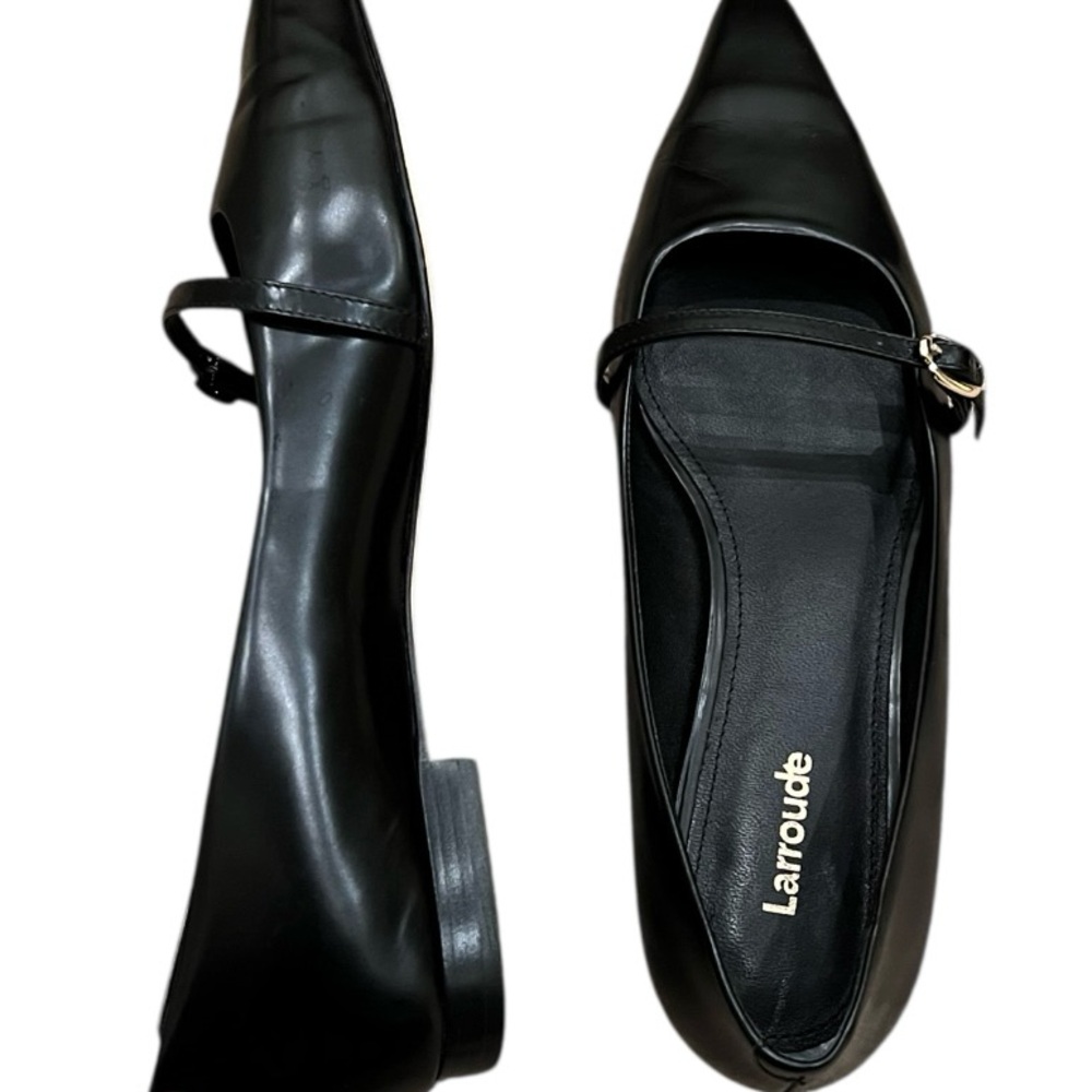 Larroude Caroline Flat in Black Leather - Picture 4 of 5